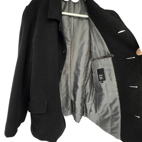 BOSCO UOMO Charcoal Wool Pointed Collar Classic Pea Car Black man’s Coat sz 42 - Picture 7 of 7